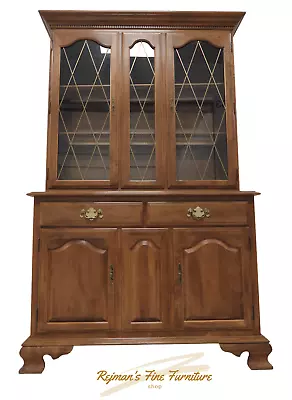 Ethan Allen Nutmeg Maple Leaded Glass Lighted China Cabinet • $1199