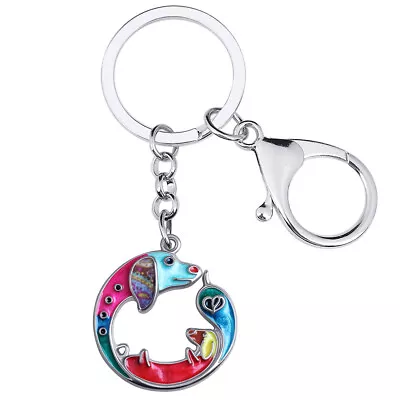 Mother's Day Enamel Alloy Dachshund Dog Keychains Gifts Pets Car Key Ring Charms • $8.99