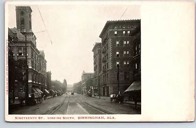 Postcard Alabama Birmingham Nineteenth St Looking Sourh Horse Drawn Vehicle • $12