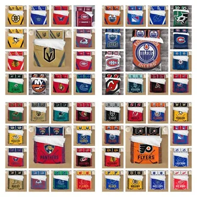 NHL Bedding Set Soft Comforter Cover Set Highend Bedroom Decor Team Logo Bed Set • $75.96