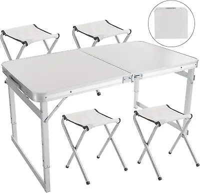4Ft (120CM X 60CM) Heavy Duty Folding Table With Chairs Picnic Table • £55.98