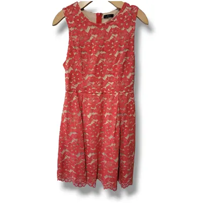 Soprano Women's Red/orange Lace Overlay Sleeveless Dress - Large • $14.99