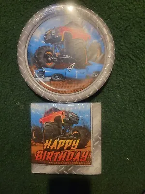 Monster Jam Happy Birthday Lunch Napkins 20 Ct & Plates 18 • $11.99