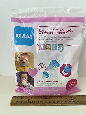 MAM Easy Start Anti Colic Bottle 4.5oz & Pacifier Set Newborn 2pc White • $4.99