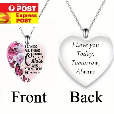 Love Heart Christ Jesus Pendant Necklace  I Love You  Silver Chain • $7.61