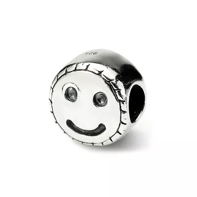 Smiley Face Kids Bead .925 Sterling Silver Antique Finish Reflection Beads • $16