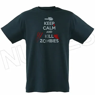 Keep Calm And Kill Zombies Chainsaw Funny Mens Ladies Kids T-Shirts Vest S-XXL • £12.09