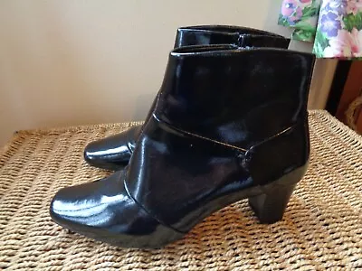 £2.99 • Buy M&s Footglove Size 6 Black Patent Leather Ankle Boots