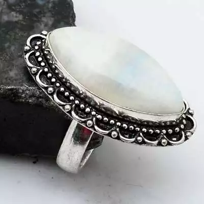 Rainbow Moonstone Gemstone Anniversary Gift Ring Jewelry US Size-7.25 AR 17939 • $3.99
