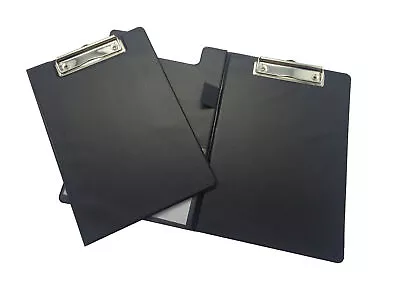 PACK OF 6 A5 Black Foldover Clipboard - With Pen Holder Clip Board • £15.49