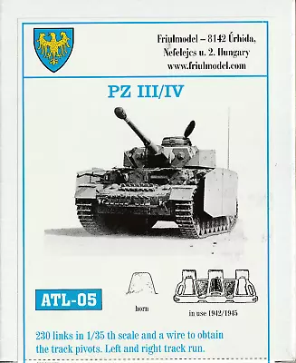 Friulmodel 1/35 German Panzer III/IV 40cm 1942/45 Individual Track Links ATL-05 • $39.99