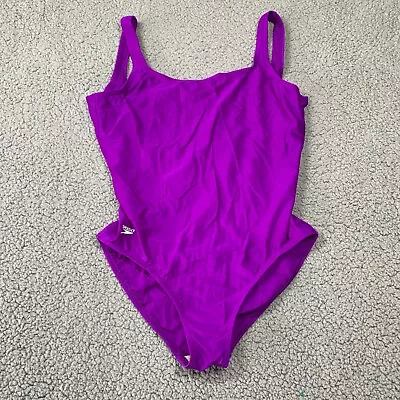 Vintage 90s Speedo One Piece Swimsuit Womens 16 Purple Hi Cut • $22.75