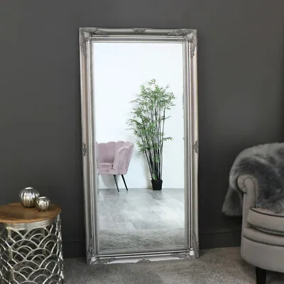 Extra Large Silver Floor Wall Leaner Mirror Ornate French Chic Living Room Hall • £122.95