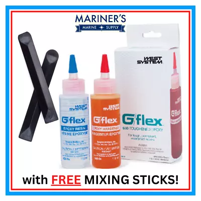 WEST SYSTEM G/Flex 650-8 Epoxy (2-4oz) With FREE Mixing Sticks ! • $33.95