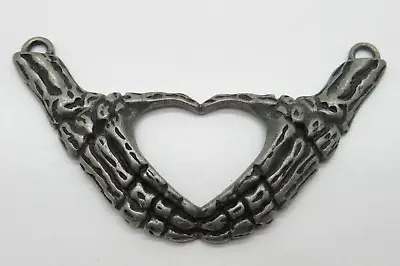 Skeleton Hands Forming Heart Pendant Large 65mm Halloween Goth Steampunk - Qty 1 • $4.49