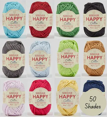 £3.99 • Buy Sirdar Happy Cotton DK 20G Ball Knitting Yarn Crochet 100% Cotton Pattern Book