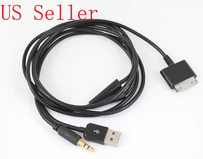 $8.90 • Buy Black 30pin Dock To 3.5mm Car AUX Audio USB Charger Cable For IPhone 4 4S IPod