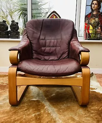 Stunning Vintage Danish Apollo Leather Chair Armchair  By Sven Skipper C1970 • £295