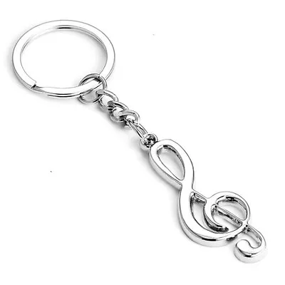 Creative Stainless Steel Silver Music Symbol Keychain Ring Keyring Key Fob Gift • $0.98
