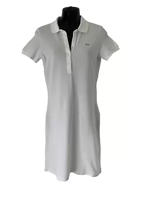 Lacoste White Cotton Polo Dress Size 36 Uk 8 • £24.99
