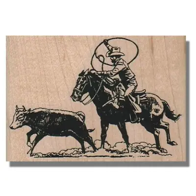 Mounted Rubber Stamp Cowboy Riding Horse Western Rodeo Horseback Horse Cow • $11.74