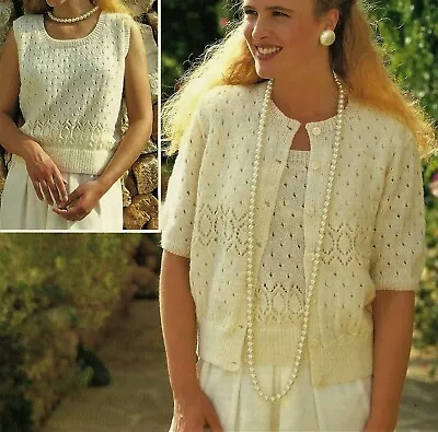 0049 Lady's Vest & Cardigan 4PLY 30-40  - Vintage Knitting Pattern Reprint • £3.49