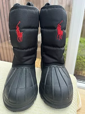 Ralph Lauren Polo Snow Boots Uk2.5 Black Winter Bargain Unisex Christmas  Kids • £19.95