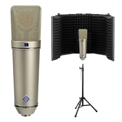 Neumann U 87 Ai Condenser Microphone (Nickel) W/ Filter & Mic Stand • $3500