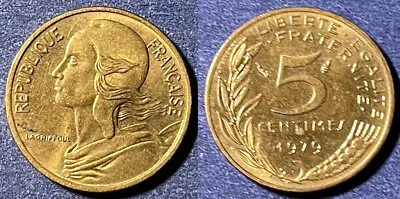 France 1979 5 Centimes KM-933 Copper-aluminum-nickel AUNC #1 • $1.48