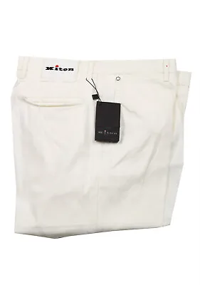 New Kiton White Chino Trousers Size 52 IT / 36 U.S. • $399