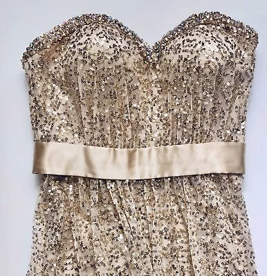 La Femme Gold Sequin Dress Gown Size 2 • $75