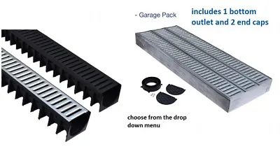 £39.99 • Buy Garage Pack 3 X 1m Channel With Plastic /galvanised Grating Drainage Channel 