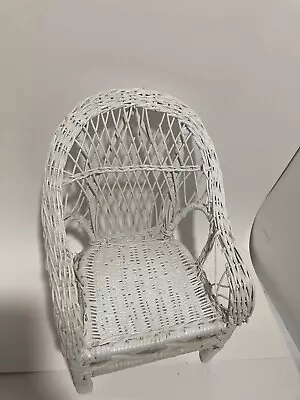 Miniature Small White Wicker Doll Chair Plant Stand • $15