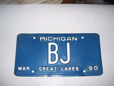 Vintage Michigan 1990 Blue White BJ License Plate • $35.99