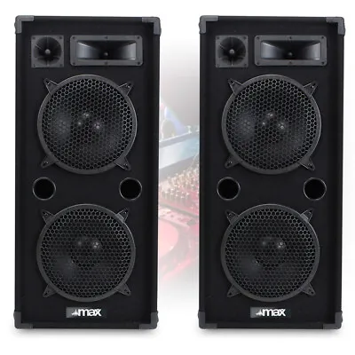 Pair MAX210 Dual 10  Inch DJ PA Party Disco Sound System Speakers 1800W • £239