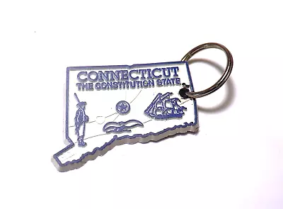 Vintage Keychain Map Of Connecticut State Rubber Magnet The Constitution State • $12.39