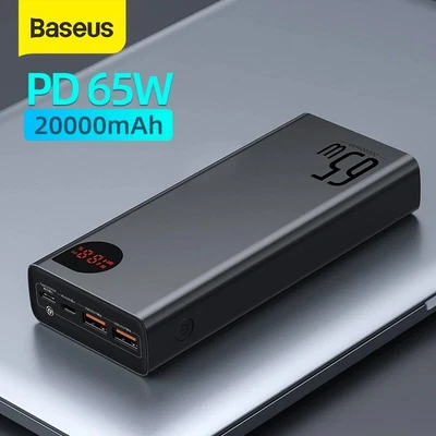 $45.99 • Buy Baseus 65W Power Bank Quick Charging Powerbank Portable Charger For Phone Laptop