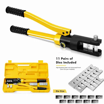 £37.99 • Buy 16 Ton 11 Dies Hydraulic Crimper Wire Battery Cable Lug Terminal Crimping Tool