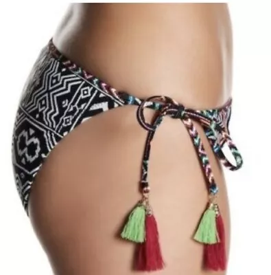 NWT $65 La Blanca Bikini Bottoms 10 La Azteca Reversible Tie Tassels Womens NWOT • $14.31