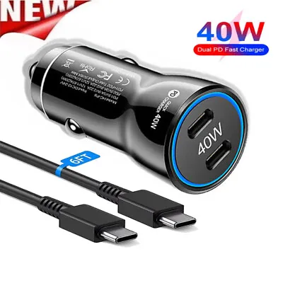 40W Dual USB-C Fast Car Charger Type-C Cable For Motorola Edge+ Moto Stylus 5G • $8.99