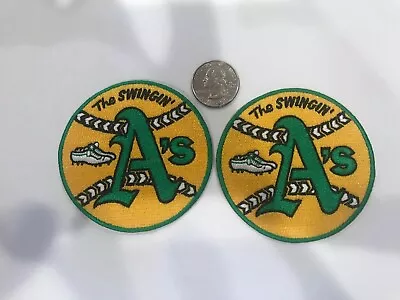 (2) Oakland A's Athletics  The Swingin  Vintage Embroidered Iron On Patch Lot • $9.99