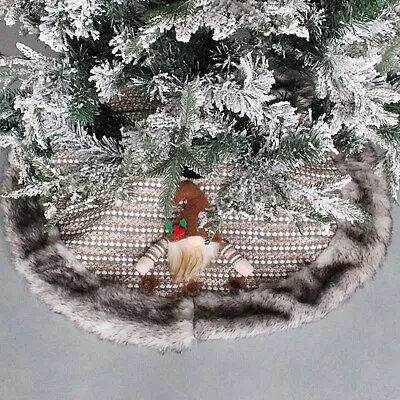 31.5 Inch Dwarf Christmas Tree Skirt Plush Fur Floor Mat Xmas Party Home Decor • $16.99