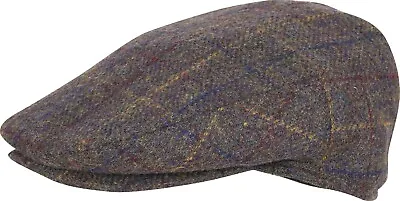 JACK PYKE WOOL BLEND FLAT CAP - Brown Check Quality Hat All 57-61cm Popper Peak • £11.60