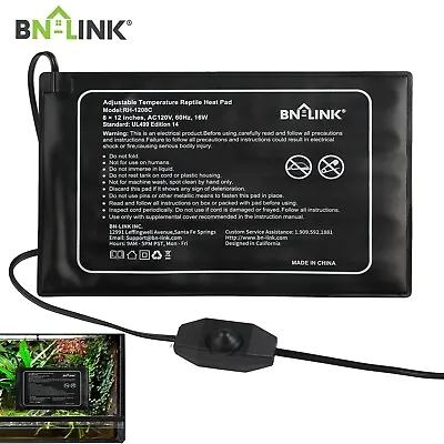 BN-LINK Reptile Heating Pad Adjustable Temperature Under Tank Heating Mat 8*12  • $21.99