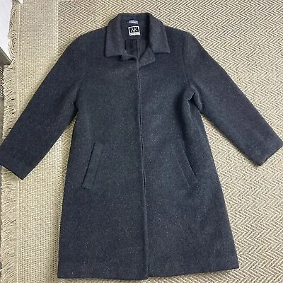 Anne Klein Wool Mohair Overcoat Women's Long Coat Size 8 Medium Black/Gray • $40