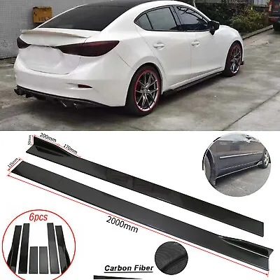 Side Skirt Extension Lip Body Kits/ Carbon Fiber Painted For Mazda 2 3 5 6 • $69.99