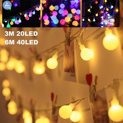 £6.95 • Buy Battery Operated LED Globe String Lights Party Christmas Decor Ball Fairy Lights