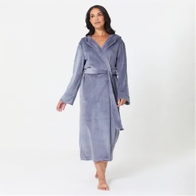 Be You Womens Hooded Velour Longline Dressing Gown Color Black 16/18 • £9.99