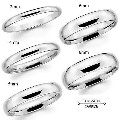Men Or Ladies Silver Shiny Dome Tungsten Carbide Matching Wedding Band Ring  • $22.46