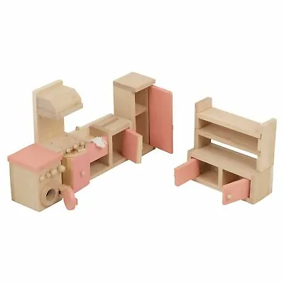 £7.99 • Buy Children Wooden Doll House Furniture Set Kitchen Stove Washing Machine And More